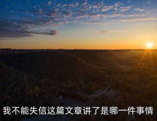 我不能失信這篇文章講了是哪一件事情