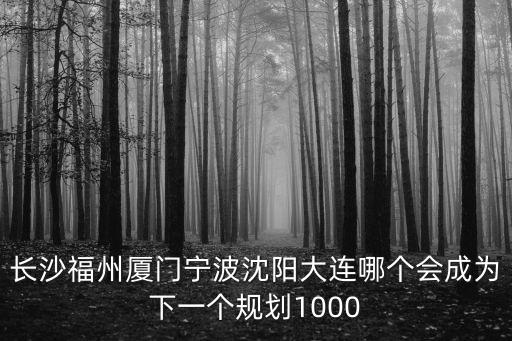 長沙福州廈門寧波沈陽大連哪個會成為下一個規劃1000