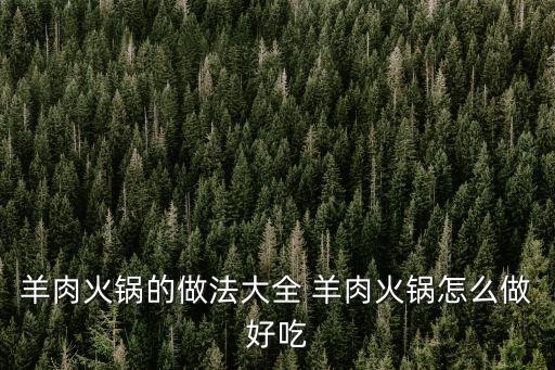 羊肉火鍋的做法大全 羊肉火鍋怎么做好吃