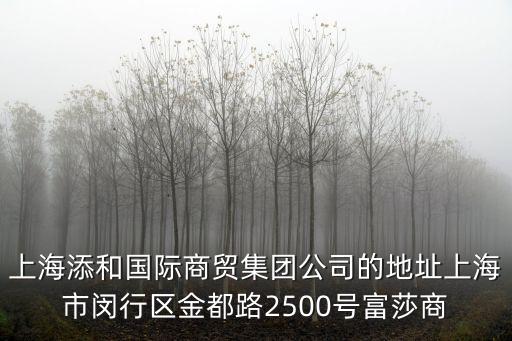上海市 豐和雅苑，上海添和國際商貿集團公司的地址上海市閔行區金都路2500號富莎商