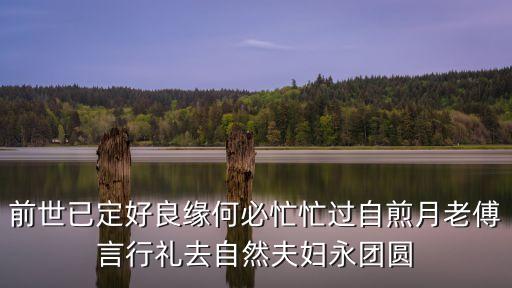 前世已定好良緣何必忙忙過自煎月老傅言行禮去自然夫婦永團圓