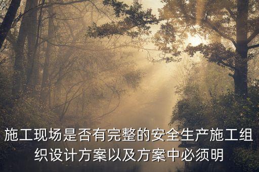 安全生產(chǎn)工作方案，施工現(xiàn)場是否有完整的安全生產(chǎn)施工組織設(shè)計方案以及方案中必須明