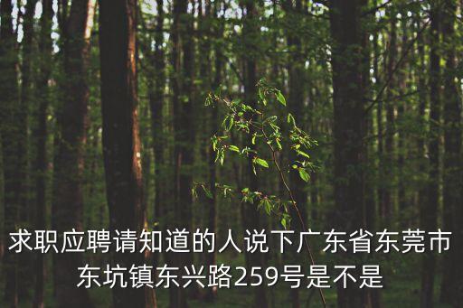 東莞塑料恒鈺，求職應(yīng)聘請知道的人說下廣東省東莞市東坑鎮(zhèn)東興路259號是不是