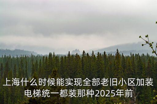 上海什么時(shí)候能實(shí)現(xiàn)全部老舊小區(qū)加裝電梯統(tǒng)一都裝那種2025年前