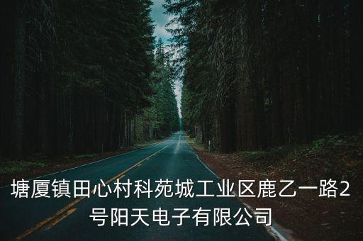 塘廈鎮田心村科苑城工業區鹿乙一路2號陽天電子有限公司