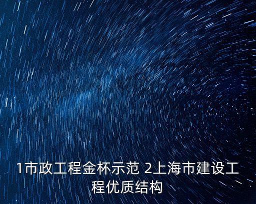 1市政工程金杯示范 2上海市建設工程優質結構