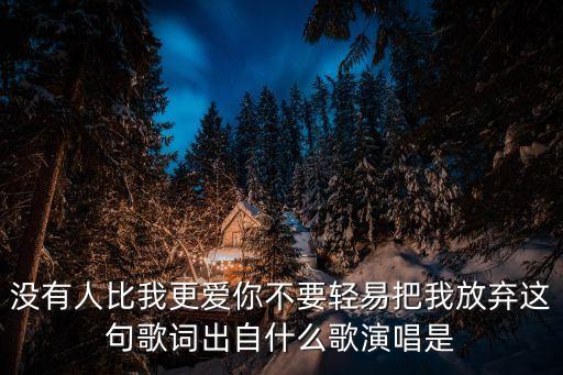 不要輕易放棄，沒有人比我更愛你不要輕易把我放棄這句歌詞出自什么歌演唱是