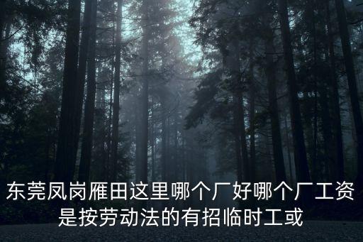 東莞鳳崗雁田這里哪個廠好哪個廠工資是按勞動法的有招臨時工或