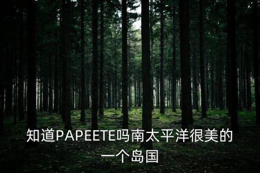 知道PAPEETE嗎南太平洋很美的一個島國