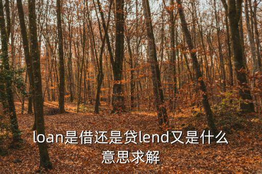 loan是借還是貸lend又是什么意思求解