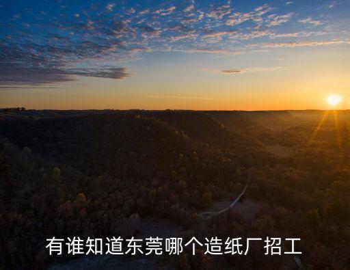 有誰知道東莞哪個造紙廠招工