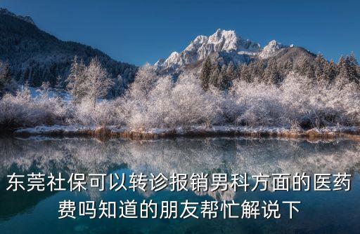 東莞社保可以轉診報銷男科方面的醫藥費嗎知道的朋友幫忙解說下