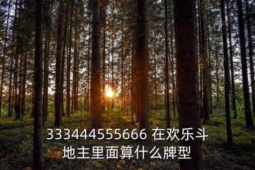 333444555666 在歡樂斗地主里面算什么牌型