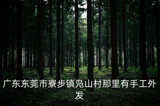 廣東東莞市寮步鎮鳧山村那里有手工外發