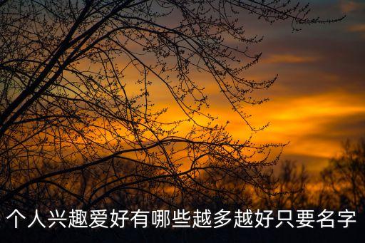 個人興趣愛好有哪些越多越好只要名字