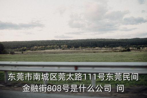 東莞市南城區(qū)莞太路111號(hào)東莞民間金融街808號(hào)是什么公司  問