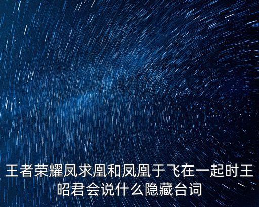 王者榮耀鳳求凰和鳳凰于飛在一起時王昭君會說什么隱藏臺詞
