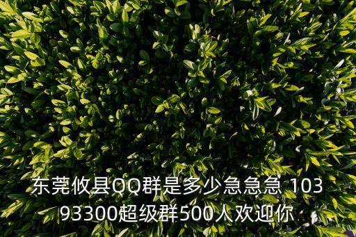 東莞攸縣QQ群是多少急急急 10393300超級群500人歡迎你