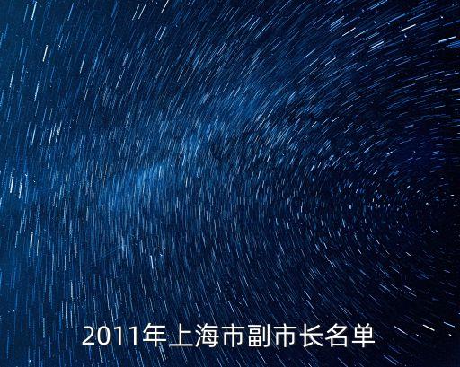 2011年上海市副市長名單