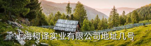上海柯譯實業有限公司地址幾號
