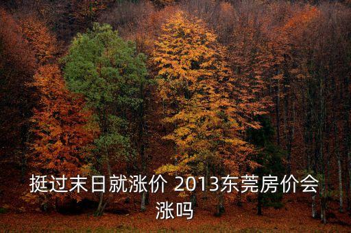 挺過末日就漲價 2013東莞房價會漲嗎