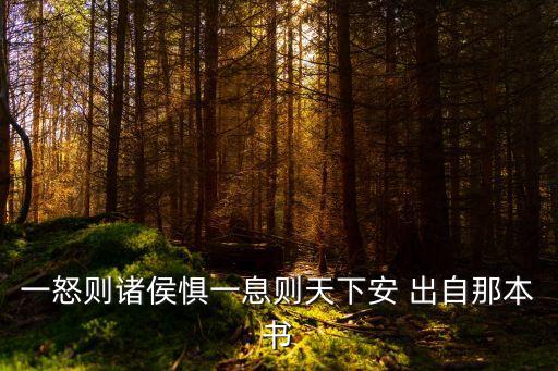 一怒則諸侯懼一息則天下安 出自那本書