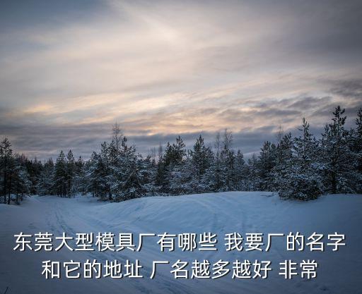 東莞大型模具廠有哪些 我要廠的名字和它的地址 廠名越多越好 非常