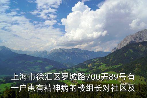 上海市徐匯區羅城路700弄89號有一戶患有精神病的樓組長對社區及