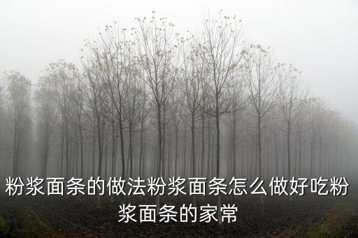 粉漿面條的做法粉漿面條怎么做好吃粉漿面條的家常