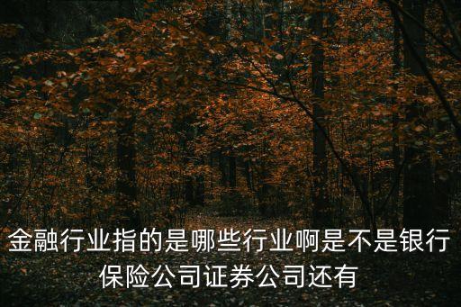 什么是金融行業，金融行業包括什么