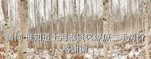 請問 誰知道上海奉賢區燎原二手房價格謝謝