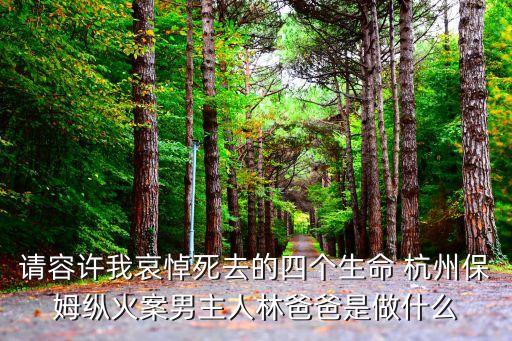 請容許我哀悼死去的四個生命 杭州保姆縱火案男主人林爸爸是做什么