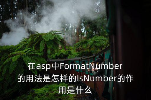 在asp中FormatNumber的用法是怎樣的IsNumber的作用是什么