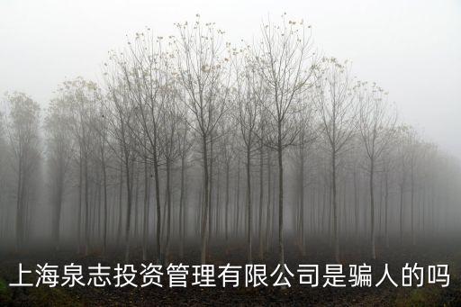 上海泉志投資管理有限公司是騙人的嗎