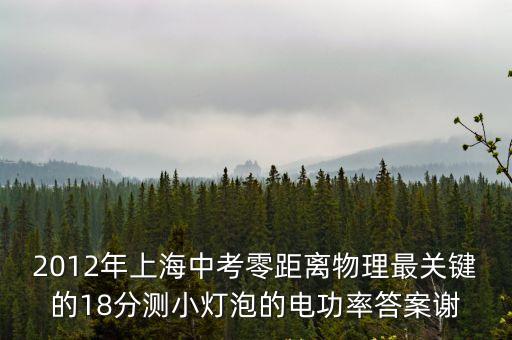 2012年上海中考零距離物理最關鍵的18分測小燈泡的電功率答案謝