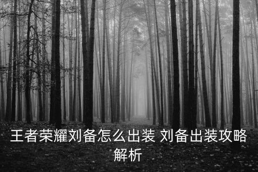 王者榮耀劉備怎么出裝 劉備出裝攻略解析