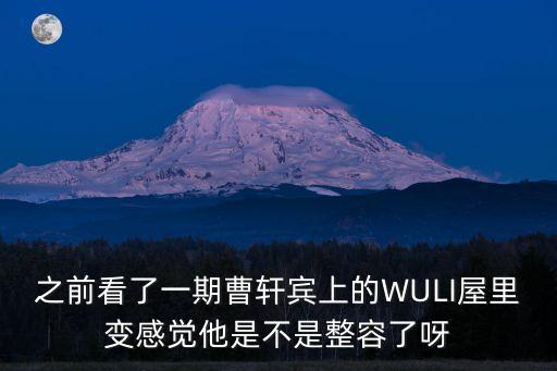 之前看了一期曹軒賓上的WULI屋里變感覺(jué)他是不是整容了呀