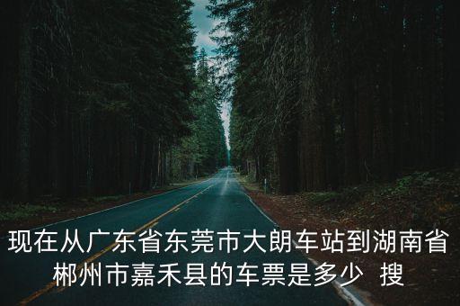 現在從廣東省東莞市大朗車站到湖南省郴州市嘉禾縣的車票是多少  搜