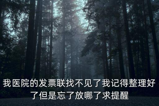 我醫院的發票聯找不見了我記得整理好了但是忘了放哪了求提醒