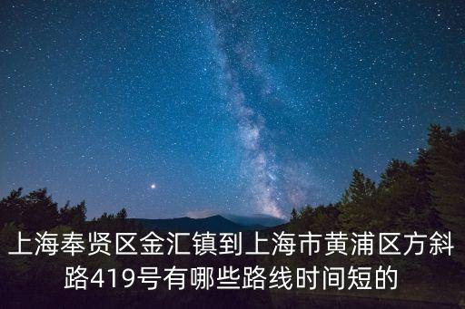 上海奉賢區金匯鎮到上海市黃浦區方斜路419號有哪些路線時間短的