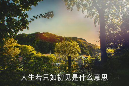人生若只如初見是什么意思