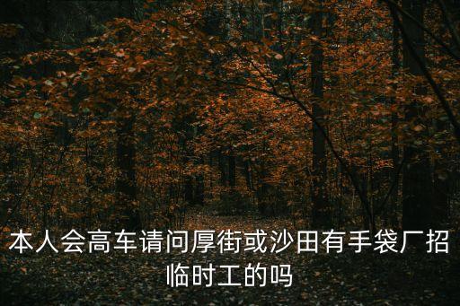 本人會高車請問厚街或沙田有手袋廠招臨時工的嗎