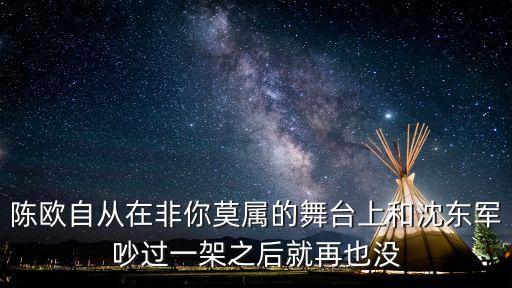 陳歐自從在非你莫屬的舞臺上和沈東軍吵過一架之后就再也沒