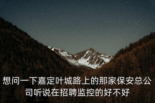 想問一下嘉定葉城路上的那家保安總公司聽說在招聘監控的好不好
