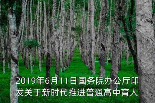 2019年6月11日國務院辦公廳印發關于新時代推進普通高中育人