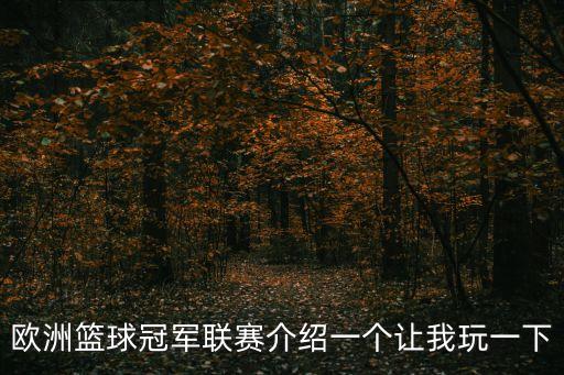 歐洲籃球冠軍聯賽介紹一個讓我玩一下
