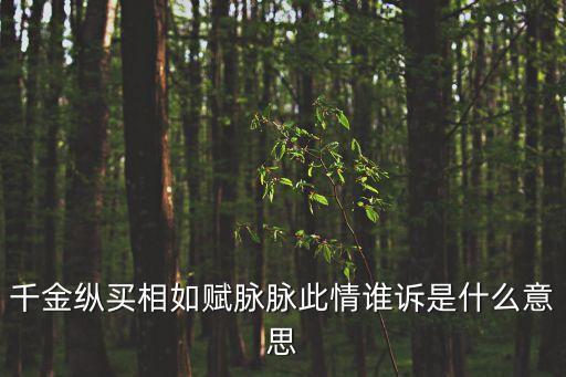 千金縱買相如賦脈脈此情誰訴是什么意思