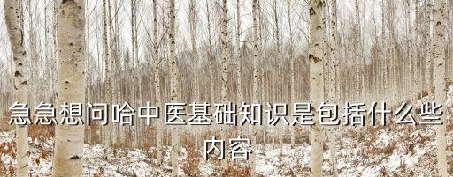 急急想問哈中醫基礎知識是包括什么些內容