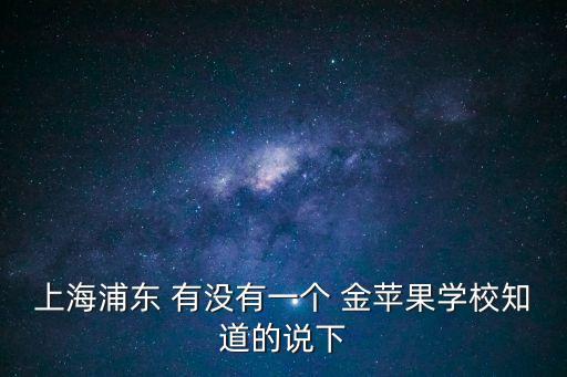 上海市浦東新區金蘋果學校地址，上海浦東 有沒有一個 金蘋果學校知道的說下