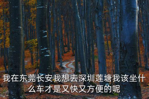 東莞到蓮塘汽車站怎么坐車，我在東莞長安我想去深圳蓮塘我該坐什么車才是又快又方便的呢